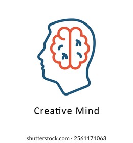 Creative mind Vector Two Color Icon. Eps file 10