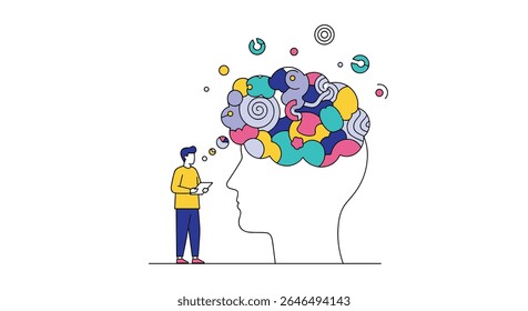 Representação visual da mente criativa explorando a imaginação ideias conceitos inovação criatividade e estados psicológicos design vetorial