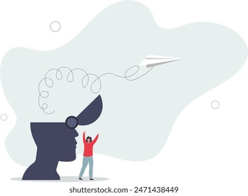 Creative mindset, intelligence emotional or passion to be success, thinking for solution for business problem .flat vector illustration.