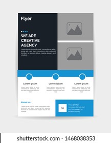 Creative minimaisl corporate business flyer and poster design with black and blue color