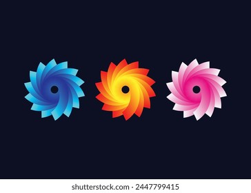 Creative and minimal abstract Circle colorful flower logo vector template. Modern colorful flower