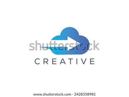 Creative and minimal Abstract Cloud Arrow logo vector template. Abstract modern Cloud with arrow logo. cloud upload arrow