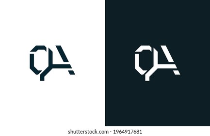 Creative minimal abstract letter QA logo. This logo incorporate with abstract typeface in the creative way.It will be suitable for which company or brand name start those initial.