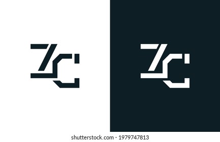 Creative minimal abstract letter ZC logo. This logo incorporate with abstract typeface in the creative way.It will be suitable for which company or brand name start those initial.
