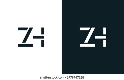 Logo de la carta creativa mínima abstracta ZH. Este logotipo incorpora con tipo de letra abstracto de forma creativa.Será adecuado para qué empresa o marca empiezan esos iniciales.