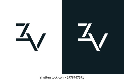 Kreativ minimaler abstrakter Buchstabe ZV Logo. Dieses Logo ist mit einer abstrakten Schrift in kreativer Weise eingebunden. Es ist geeignet, für welche Firma oder Marke diese anfängt.