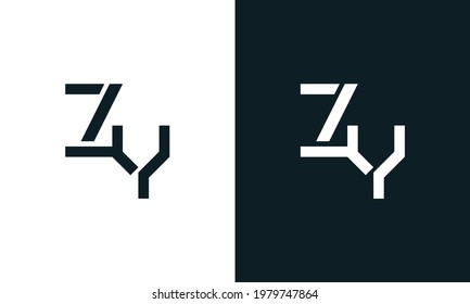 Creative minimal abstract letter ZY logo. This logo incorporate with abstract typeface in the creative way.It will be suitable for which company or brand name start those initial.