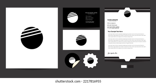 Creative minimal abstract logo design. Complete branding logo template with business card, letterhead, stickers, and color scheme