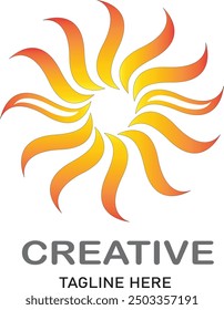 Plantilla de Vector abstracta creativa y mínima del logotipo del sol. diseño del logotipo del sol. diseño de la Plantilla y del logotipo, concepto moderno del logotipo. 