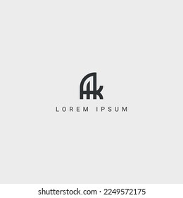 Kreative minimale AK KA-Brief-Business-Logo auf Basis von Monogram-Icon-Vektorgrafik.