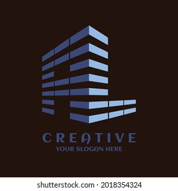 Creative minimal AL building architecture monogram logo