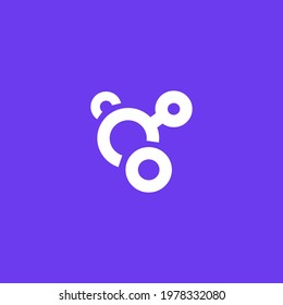 Creative minimal atom logo in hipster style. Molecule. Science. Physics and chemistry. Cartoon style. Modern flat design. Business success concept. Branding. Web design. Start-up.