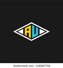creative minimal AU logo icon design in vector format with letter A U