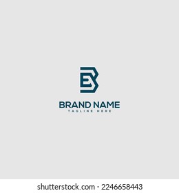 Logotipo comercial de letras BE minimalista creativo con icono Monograma basado en color blanco y negro.