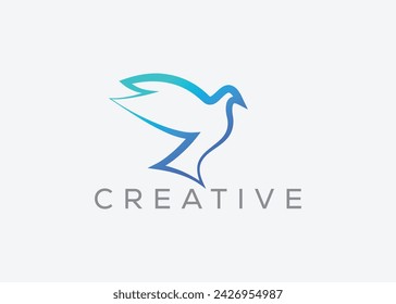 Creative and minimal bird vector logo design template. Dove Flying logo. Pigeon vector