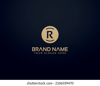 Creative and Minimal Black Gold Color R Letter Logo