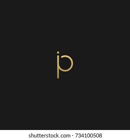 Creative and Minimal Black Gold color IP or PI initial logo