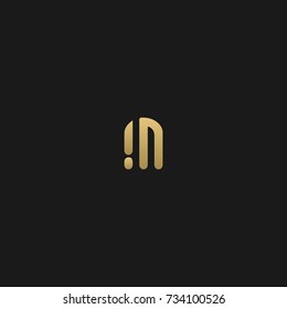 Creative and Minimal Black Gold color IM or MI initial logo