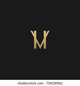 Creative and Minimal Black Gold color HV or VH initial logo