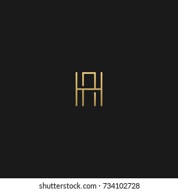 Creative and Minimal Black Gold color HA or AH initial logo