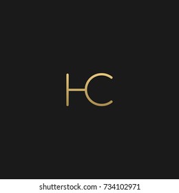 Creative and Minimal Black Gold color HC or CH initial logo