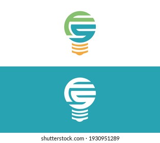 Logotipo creativo de Bulbs FS mínimo. plantilla de símbolo FS de círculo triangular
