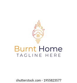 Creative minimal burnt home Logo design template