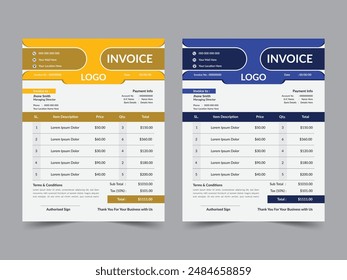 Creative Minimal Business Invoice Design template