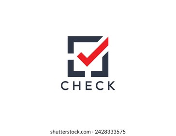 Kreative und minimale Scheckzeichen-Logo-Vektorvorlage. Abstract Check Logo. Logo "Fertig gestellt"