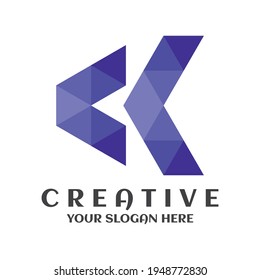 Creative minimal CK abstract logo symbol
