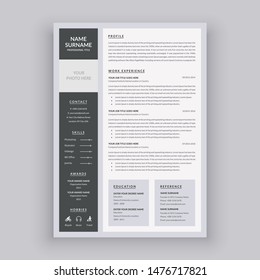 Creative Minimal Clean CV / resume Template for job applications - Flat style vector illustration