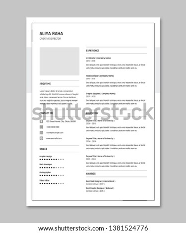 Creative Minimal Clean resume Template.
