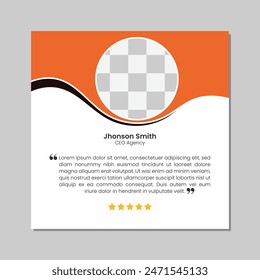 Creative and minimal client testimonial design template for corporate client.