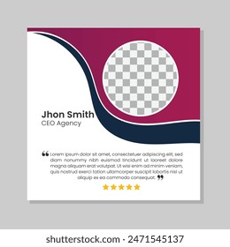 Creative and minimal client testimonial design template for corporate client.