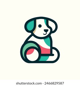 Creative minimal colorful dog logo design