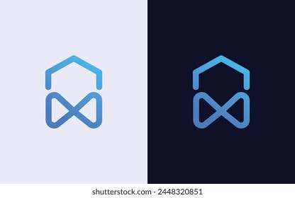Creative and minimal colorful Home infinity logo vector template. Modern home limitless colorful logo