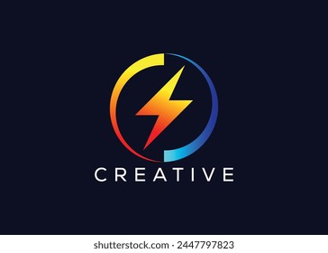 Creative and minimal colorful Thunder bolt logo vector template. Modern Thunder bolt colorful logo