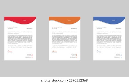 Conjunto de membrete corporativo creativo y mínimo | Azul, naranja, rojo
