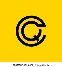creative minimal CQ logo icon design in vector format with letter C Q