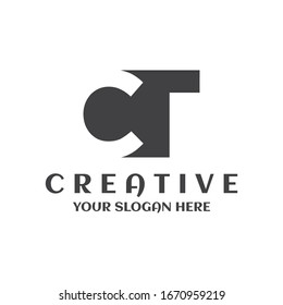 plantilla de diseño de círculo de icono de creativo mínimo para el logotipo CT