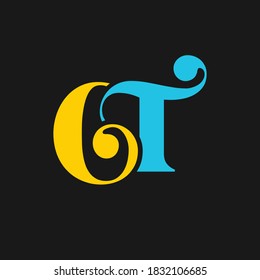 creative minimal CT logo icon design in vector format with letter C Y
