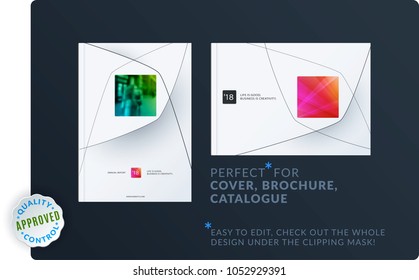 Creative minimal design of brochure set, abstract annual report, horizontal cover, flyer in A4