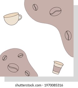 Creative minimal design with coffee hand painted illustration for for print, cover, wallpaper, postcard or brochure cover design. Vector EPS 10.