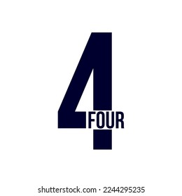 Creative minimal design number Four. Four symbol isolated on white background. 4 number logo. vector