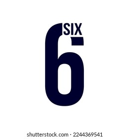 Creative minimal design number Six. Six symbol isolated on white background. 6 number logo. vector