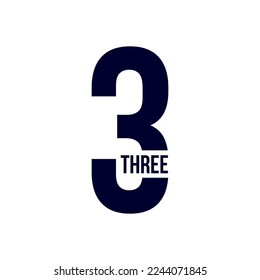 Creative minimal design number Three. Three symbol isolated on white background. 3 number logo. vector
