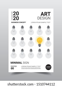 Creative minimal design poster template. Thinking idea concept, Vector illustration artwork A4 size.