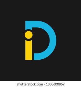 creative minimal DI logo icon design in vector format with letter D I