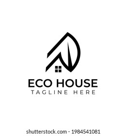 Creative minimal eco house Logo design template