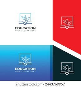 Creative Minimal education, Collage, Learning, Reading, University logo design template.